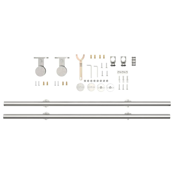 Set Piese Pentru Ușă Glisantă, Argintiu, 200 Cm Oțel Inoxidabil