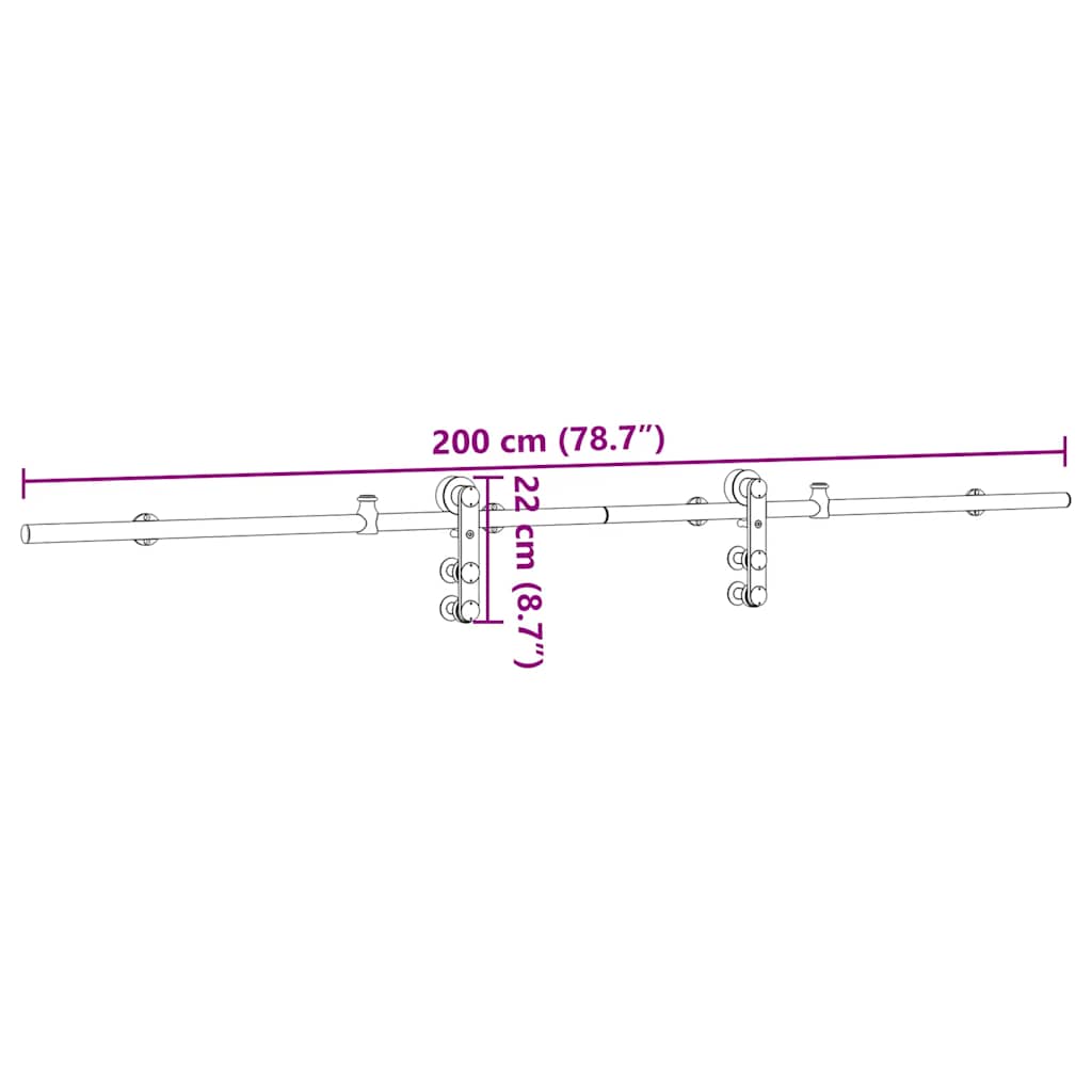 Set Piese Pentru Ușă Glisantă, Argintiu, 200 Cm Oțel Inoxidabil