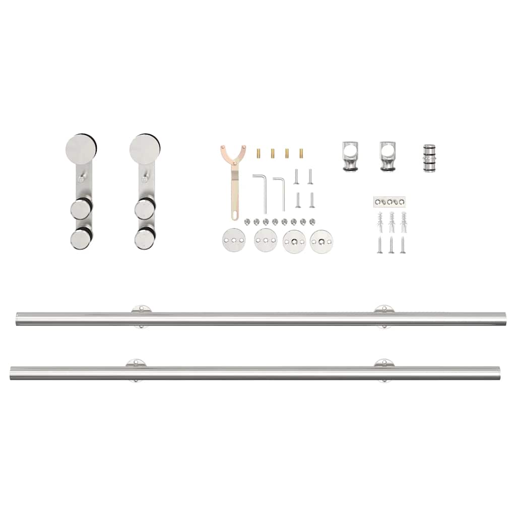 Set Piese Pentru Ușă Glisantă, Argintiu, 200 Cm Oțel Inoxidabil