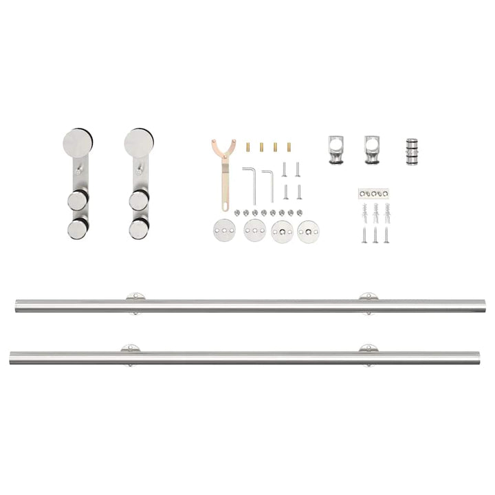 Set Piese Pentru Ușă Glisantă, Argintiu, 200 Cm Oțel Inoxidabil