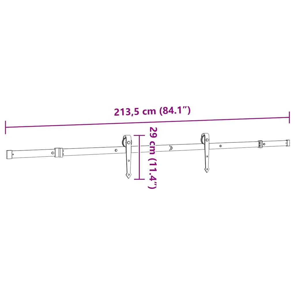 Set Feronerie Pentru Uși Glisante, Negru, 213,5 Cm, Oțel
