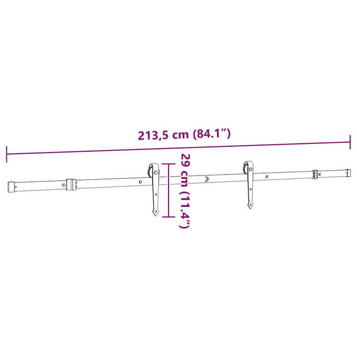 Set Feronerie Pentru Uși Glisante, Negru, 213,5 Cm, Oțel