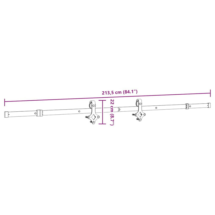 Set Feronerie Pentru Uși Glisante, Negru, 213,5 Cm, Oțel