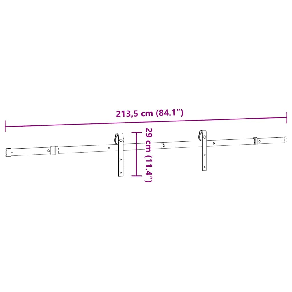 Set Feronerie Pentru Uși Glisante, Negru, 213,5 Cm, Oțel