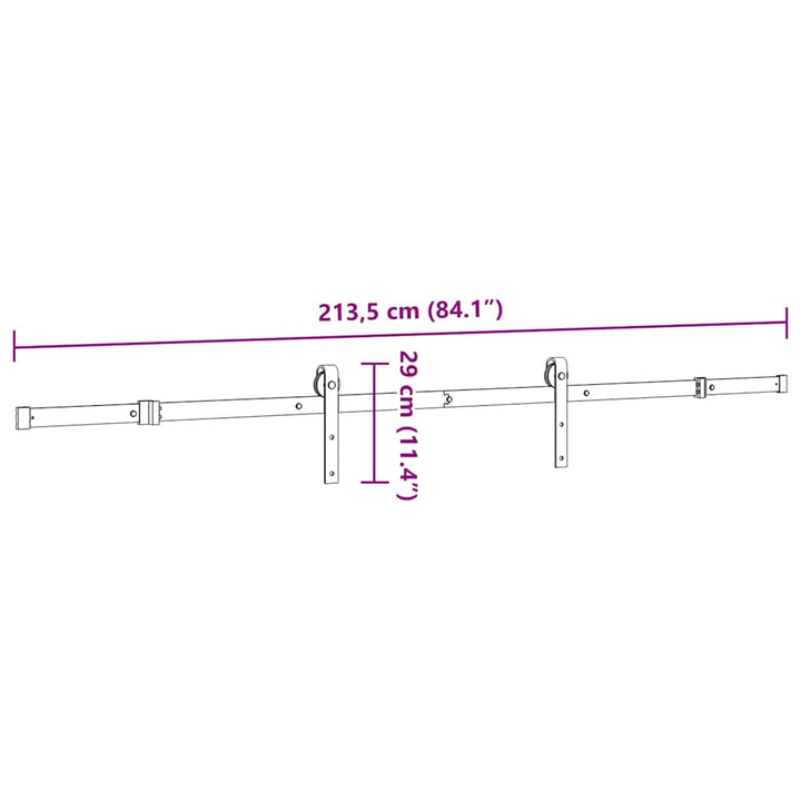 Set Feronerie Pentru Uși Glisante, Negru, 213,5 Cm, Oțel