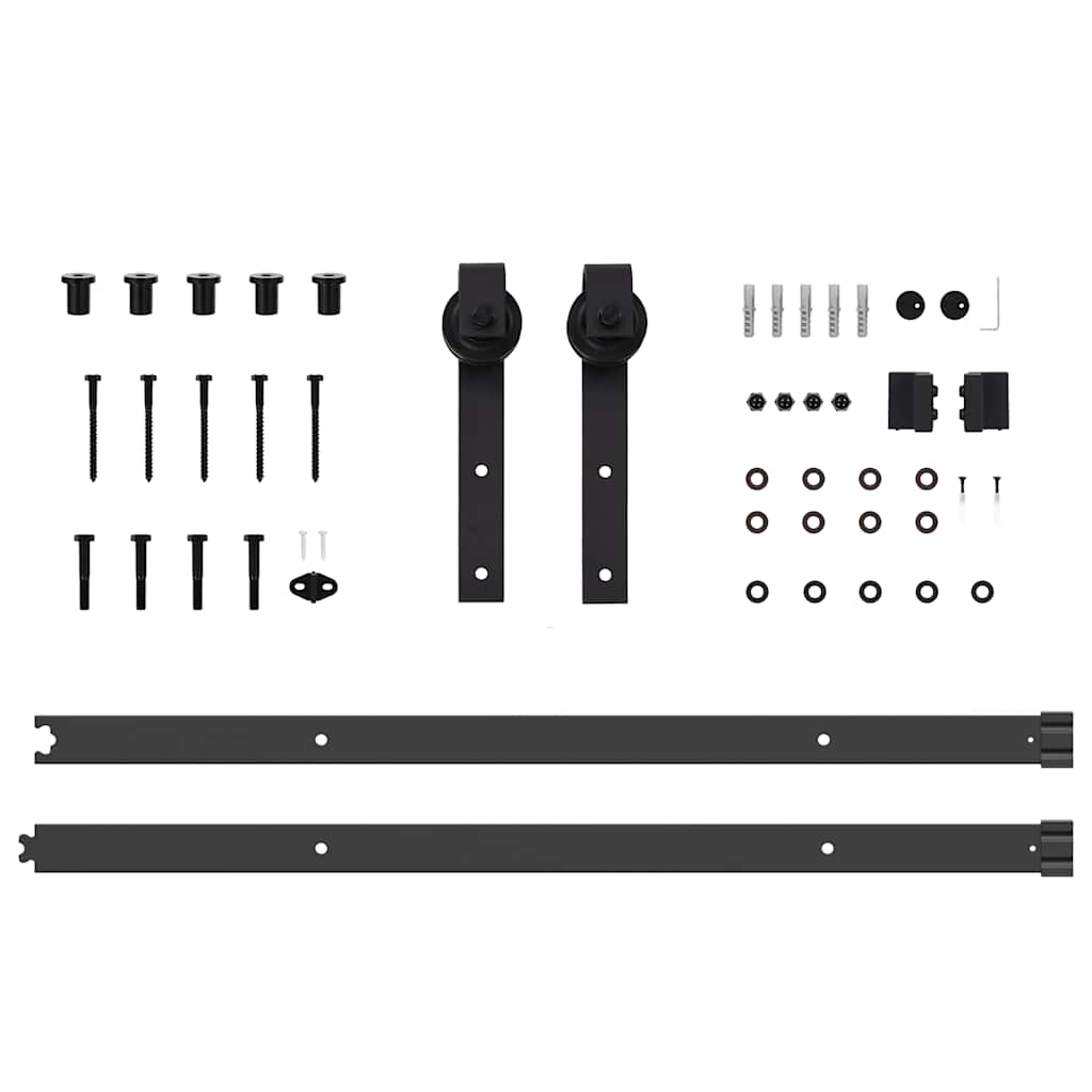 Set Feronerie Pentru Uși Glisante, Negru, 213,5 Cm, Oțel