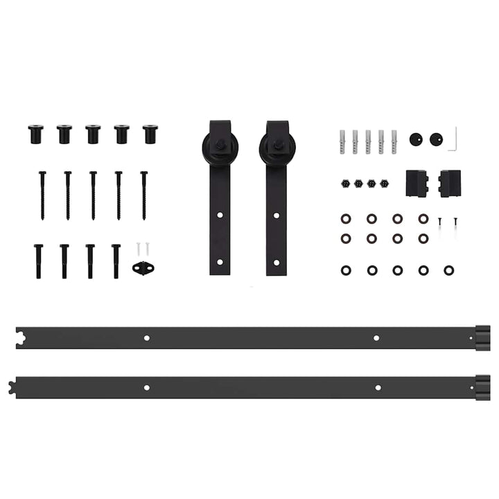 Set Feronerie Pentru Uși Glisante, Negru, 213,5 Cm, Oțel