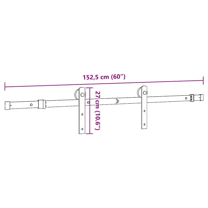 Set Feronerie Pentru Ușă Glisantă, Negru, , Oțel
