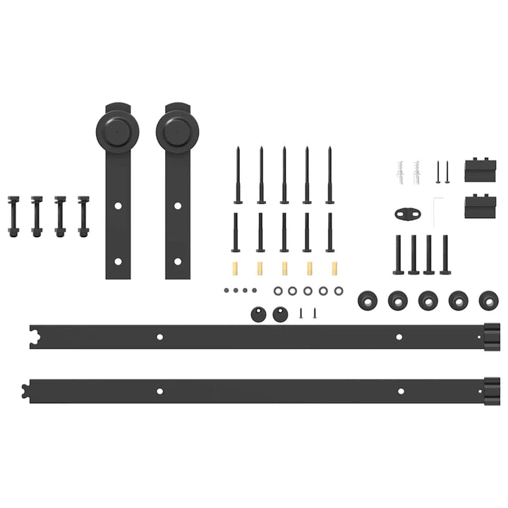 Set Feronerie Pentru Ușă Glisantă, Negru, , Oțel