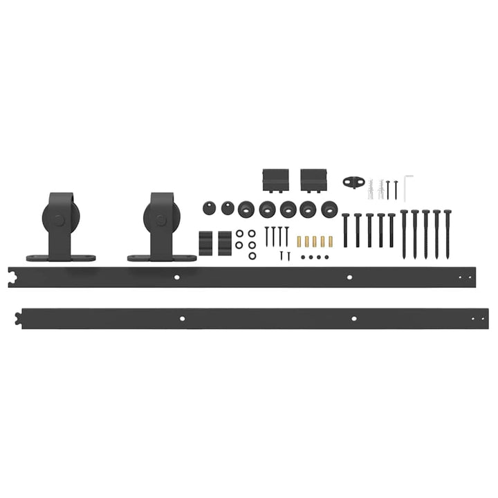 Set Feronerie Pentru Ușă Glisantă, Negru, , Oțel