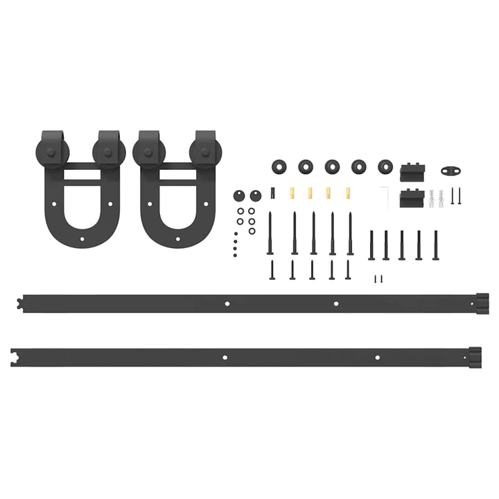 Set Feronerie Pentru Uși Glisante, Negru, , Oțel
