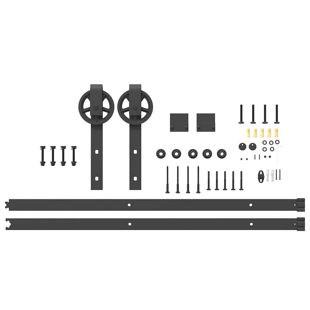 Set Feronerie Pentru Uși Glisante, Negru, , Oțel