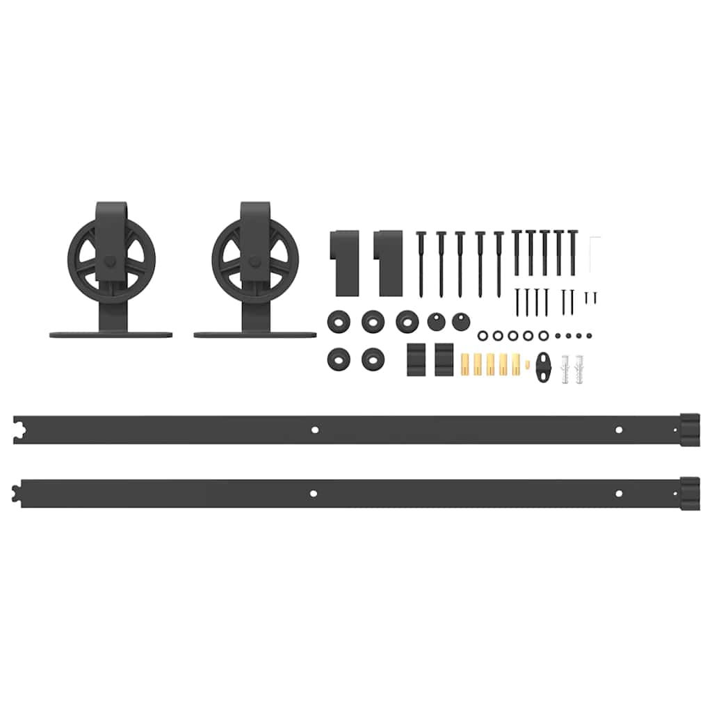 Set Feronerie Pentru Ușă Glisantă, Negru, , Oțel