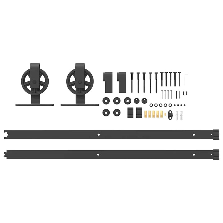 Set Feronerie Pentru Ușă Glisantă, Negru, , Oțel