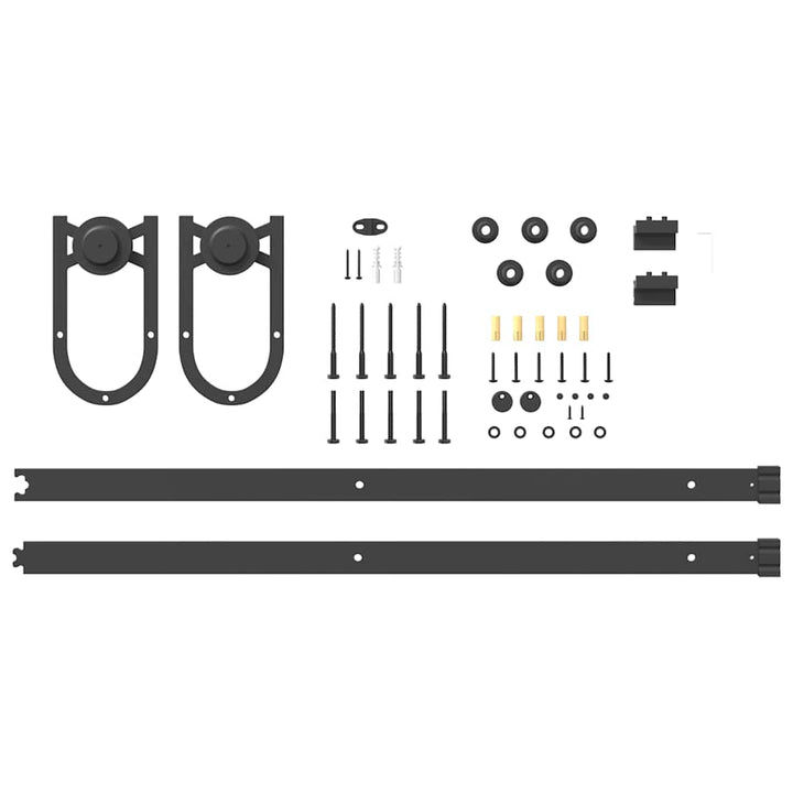 Set Feronerie Pentru Uși Glisante, Negru, , Oțel