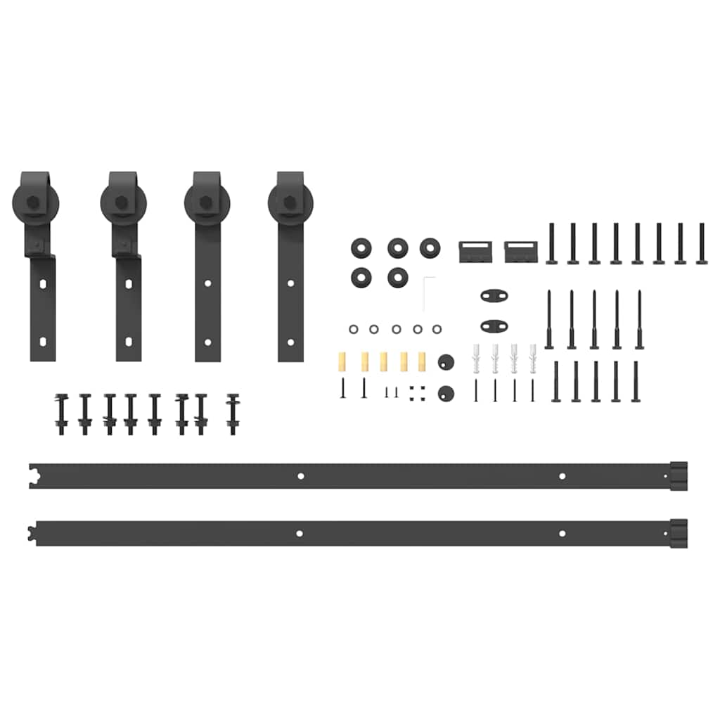 Set Feronerie Pentru Uși Glisante, Negru, , Oțel