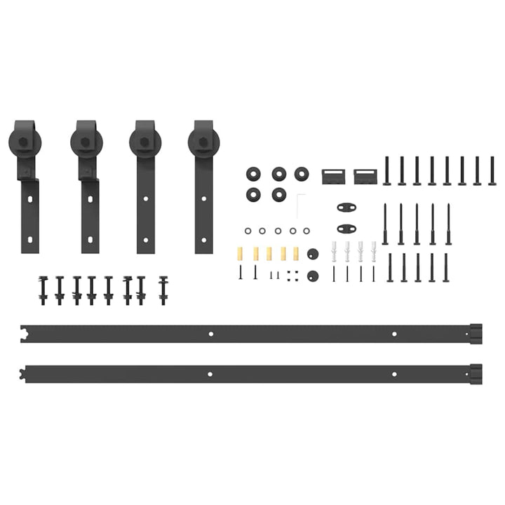 Set Feronerie Pentru Uși Glisante, Negru, , Oțel