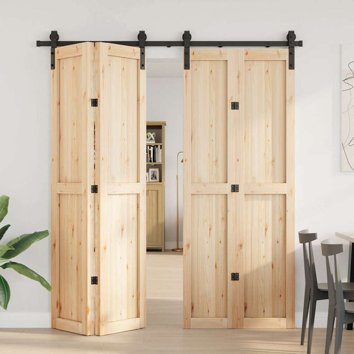 Set Feronerie Pentru Uși Glisante, Negru, , Oțel
