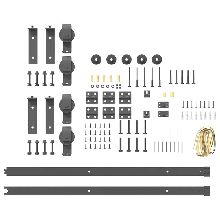 Set Feronerie Pentru Uși Glisante, Negru, , Oțel
