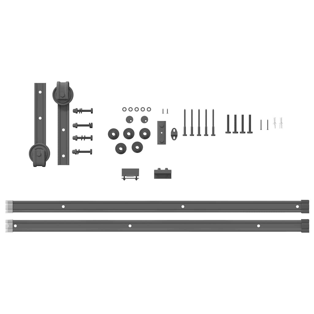 Set Feronerie Pentru Ușă Glisantă, Negru, , Oțel