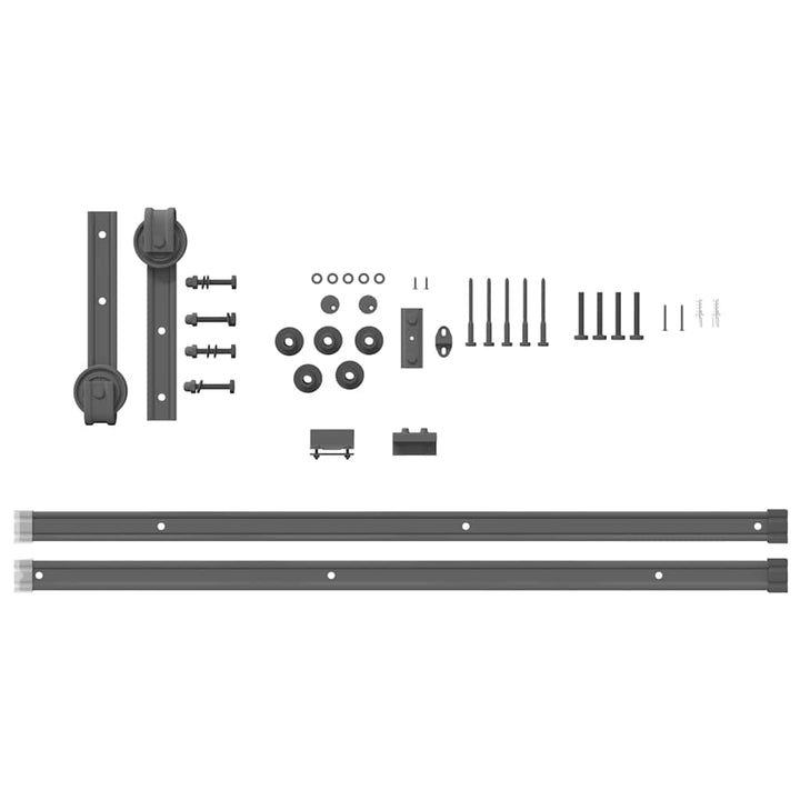 Set Feronerie Pentru Ușă Glisantă, Negru, , Oțel