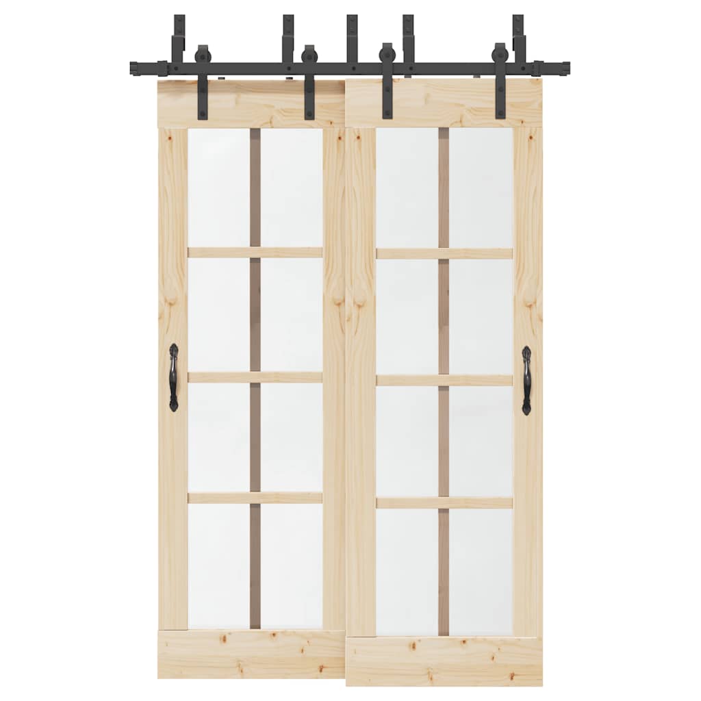 Set Feronerie Pentru Uși Glisante, Negru, 305 Cm, Oțel