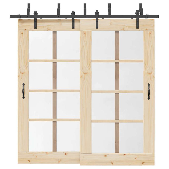 Set Feronerie Pentru Uși Glisante, Negru, 305 Cm, Oțel