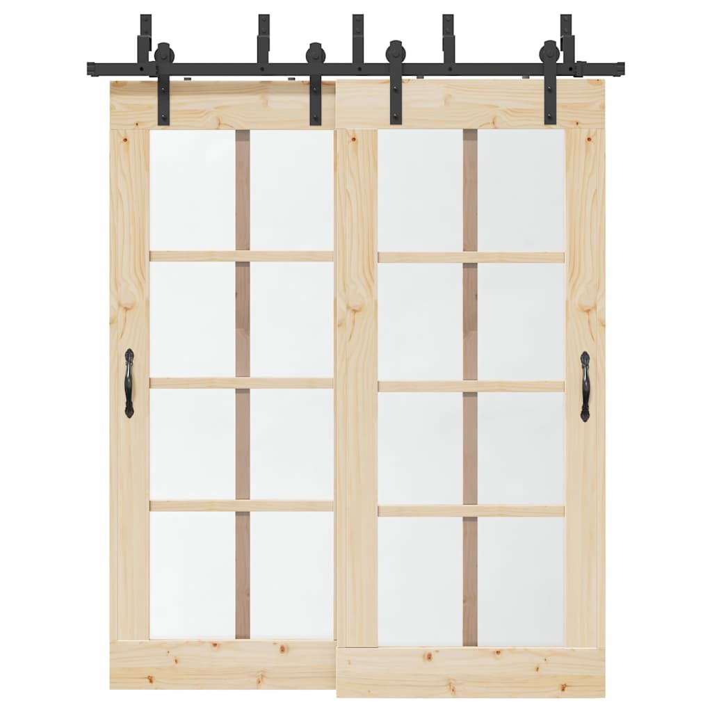 Set Feronerie Pentru Uși Glisante, Negru, 213,5 Cm, Oțel