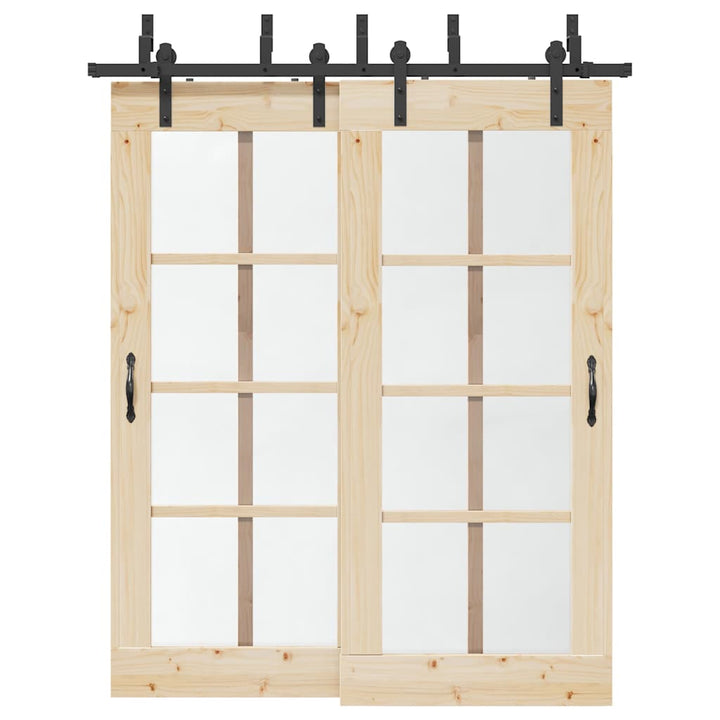 Set Feronerie Pentru Uși Glisante, Negru, 213,5 Cm, Oțel