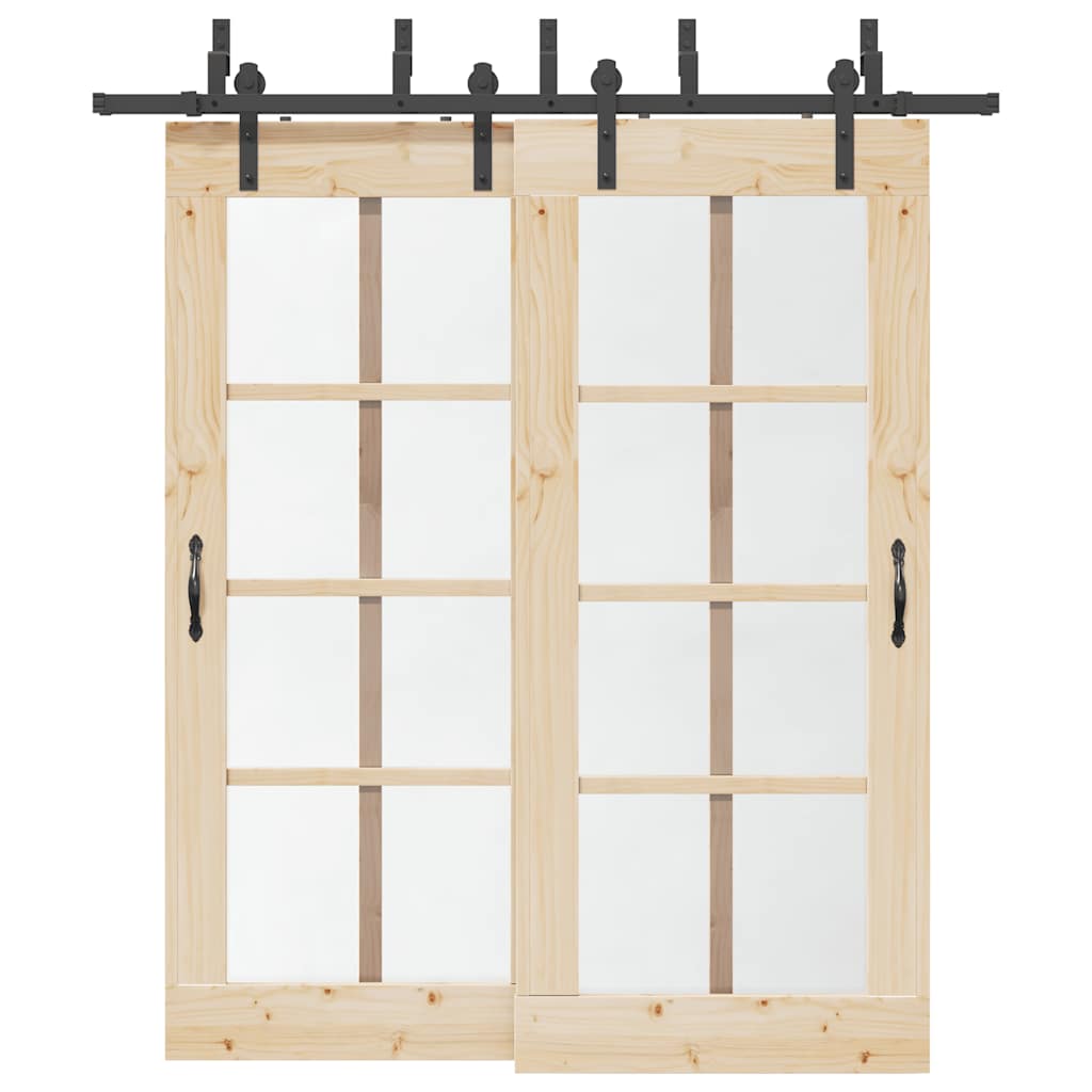 Set Feronerie Pentru Uși Glisante, Negru, 213,5 Cm, Oțel
