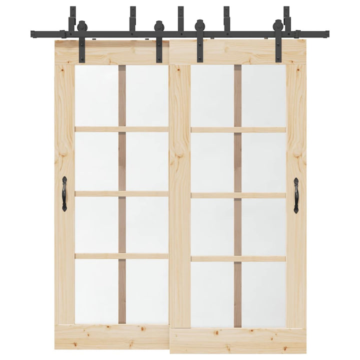 Set Feronerie Pentru Uși Glisante, Negru, 213,5 Cm, Oțel