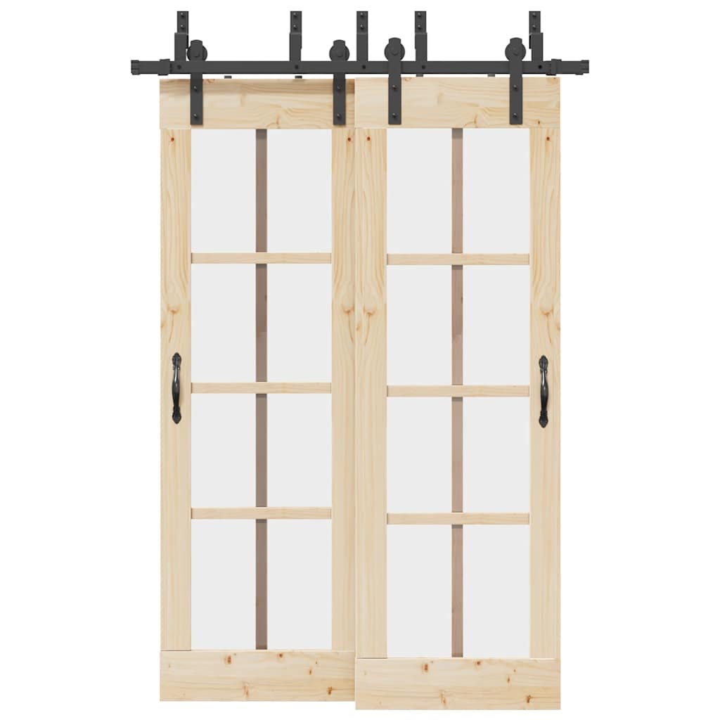 Set Feronerie Pentru Uși Glisante, Negru, 213,5 Cm, Oțel