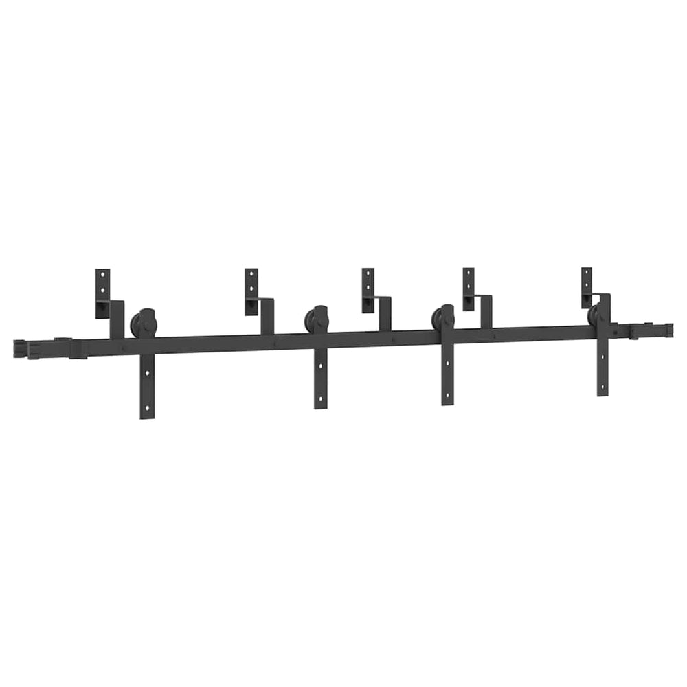 Set Feronerie Pentru Uși Glisante, Negru, 213,5 Cm, Oțel