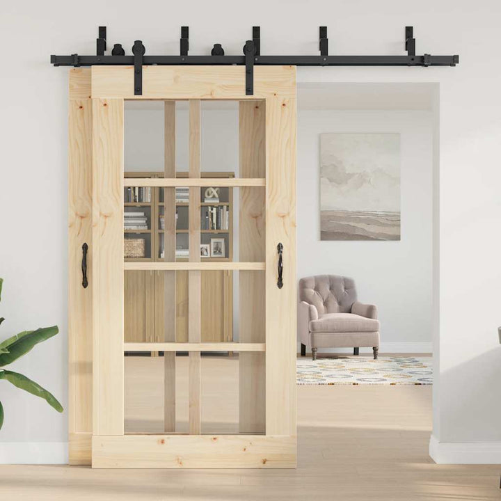 Set Feronerie Pentru Uși Glisante, Negru, 213,5 Cm, Oțel