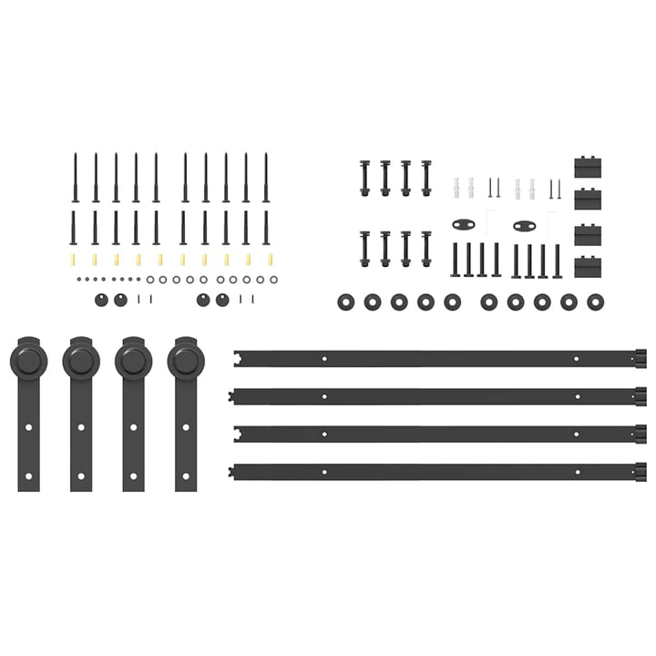 Set Feronerie Pentru Uși Glisante, Negru, 213,5 Cm, Oțel