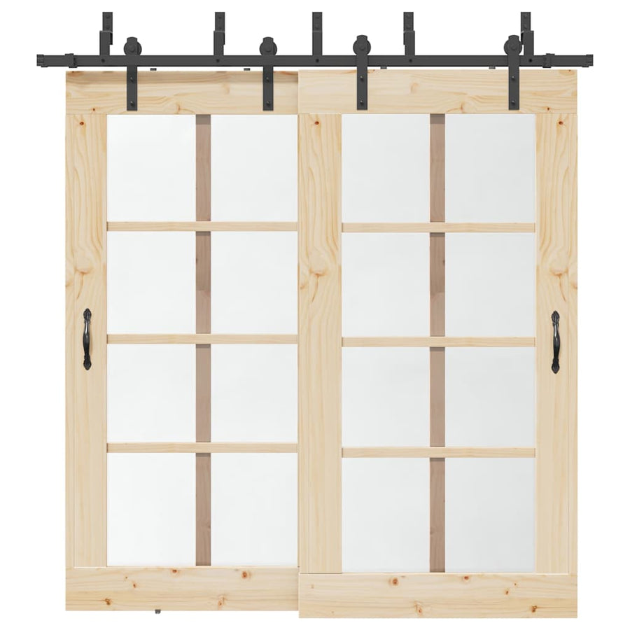 Set Feronerie Pentru Uși Glisante, Negru, 213,5 Cm, Oțel
