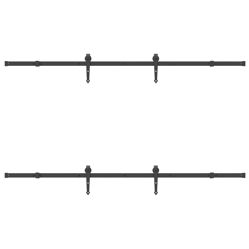 Set Feronerie Pentru Uși Glisante, Negru, 213,5 Cm, Oțel