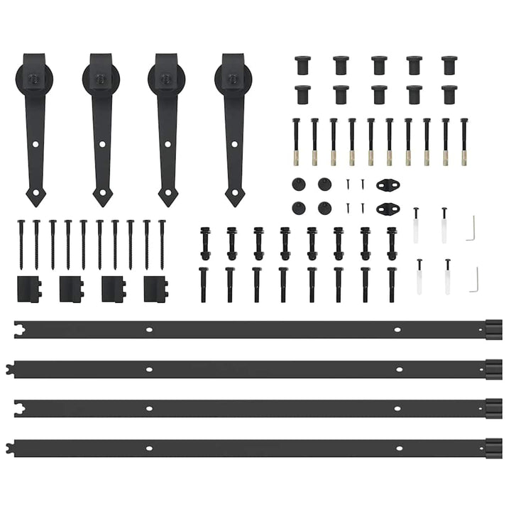 Set Feronerie Pentru Uși Glisante, Negru, 213,5 Cm, Oțel