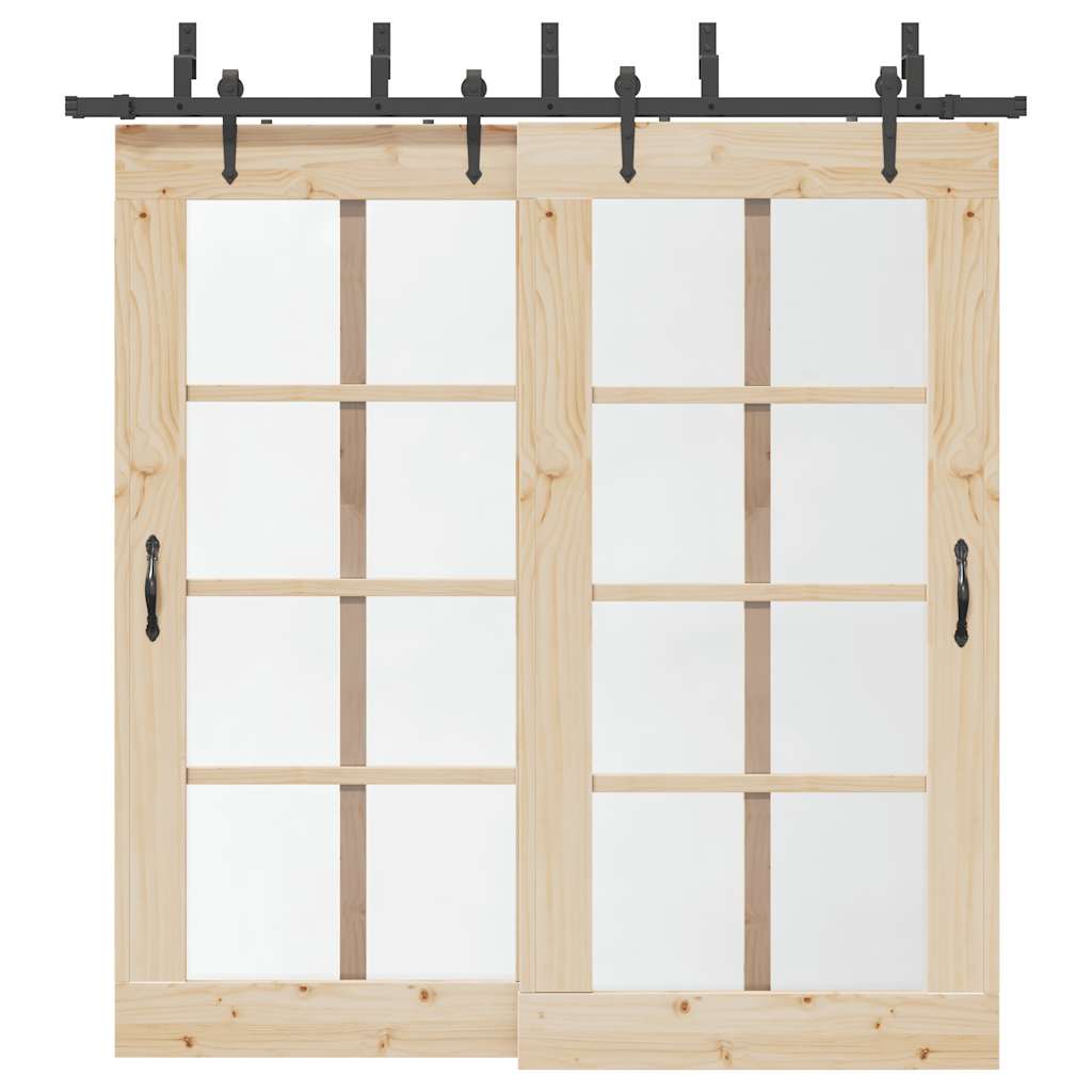 Set Feronerie Pentru Uși Glisante, Negru, 213,5 Cm, Oțel