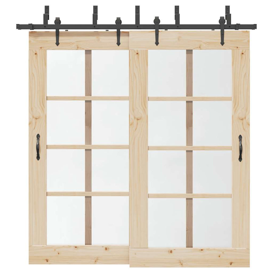 Set Feronerie Pentru Uși Glisante, Negru, 213,5 Cm, Oțel