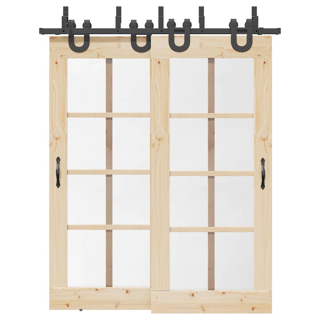 Set Feronerie Pentru Uși Glisante, Negru, 366 Cm, Oțel