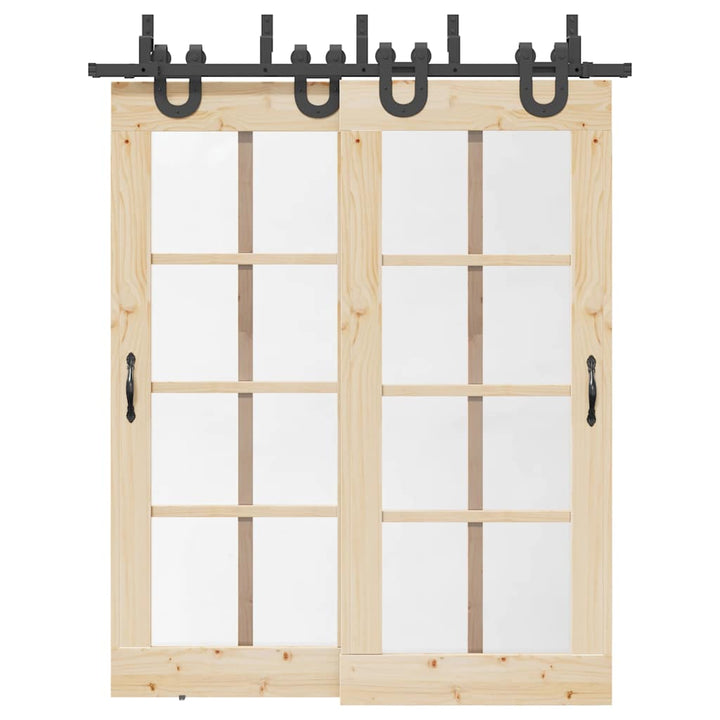 Set Feronerie Pentru Uși Glisante, Negru, 366 Cm, Oțel