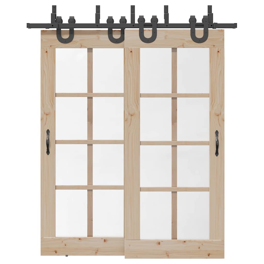 Set Feronerie Pentru Uși Glisante, Negru, 366 Cm, Oțel
