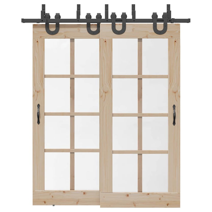 Set Feronerie Pentru Uși Glisante, Negru, 366 Cm, Oțel