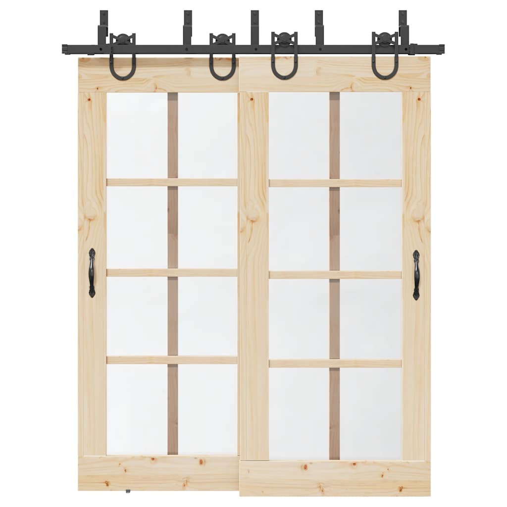 Set Feronerie Pentru Uși Glisante, Negru, 400 Cm, Oțel