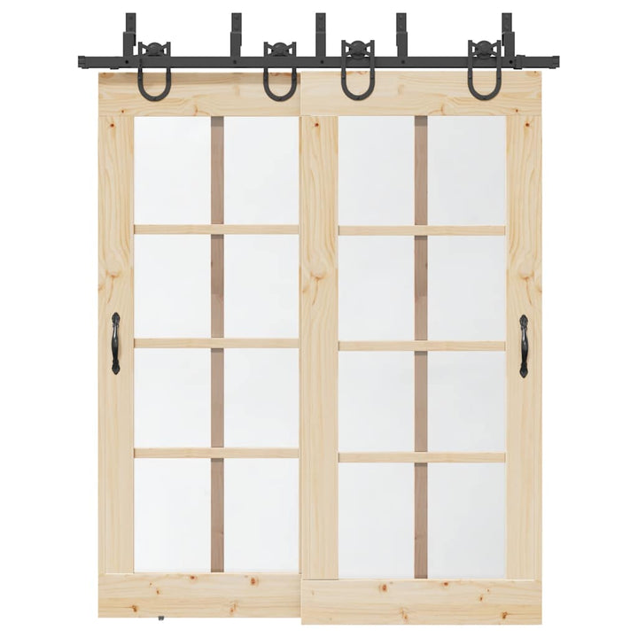Set Feronerie Pentru Uși Glisante, Negru, 400 Cm, Oțel