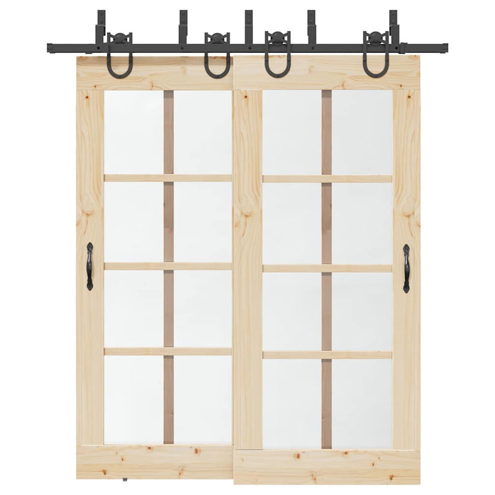 Set Feronerie Pentru Uși Glisante, Negru, 400 Cm, Oțel