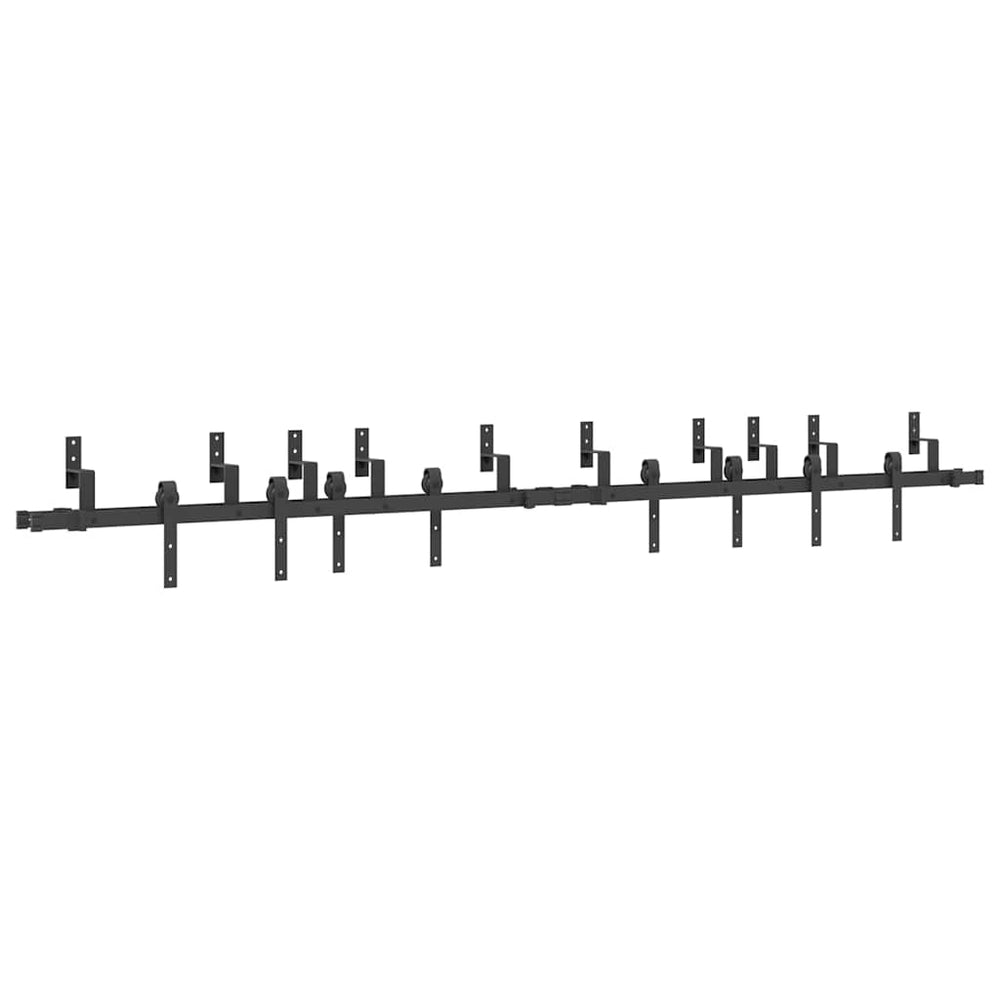 Set Feronerie Pentru Uși Glisante, Negru, 305 Cm, Oțel