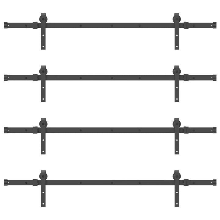 Set Feronerie Pentru Uși Glisante, Negru, 305 Cm, Oțel