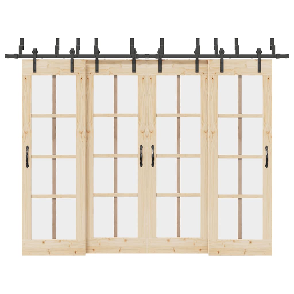 Set Feronerie Pentru Uși Glisante, Negru, 305 Cm, Oțel